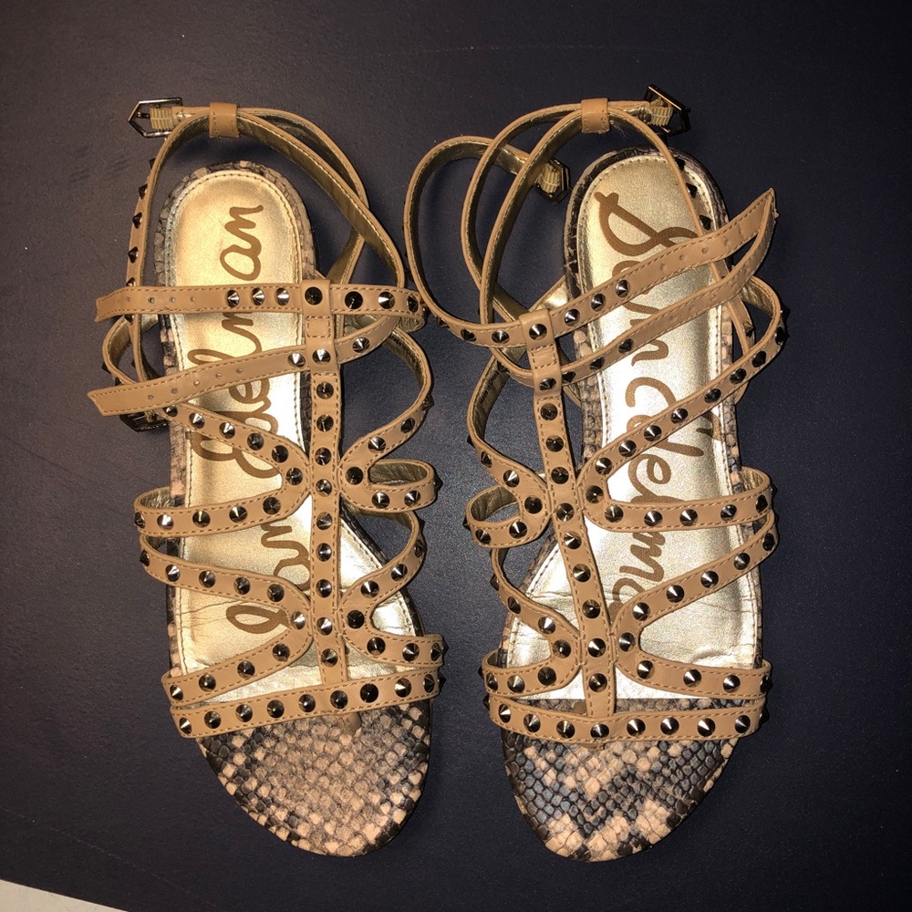 Sam Edelman snakeskin beaded sandal flats sz 8